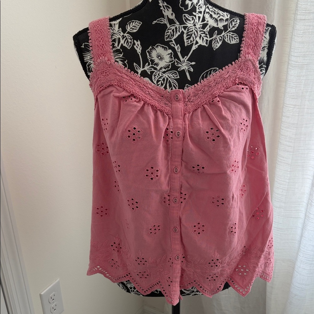 Per Una Rose Eyelet Button-Down Blouse